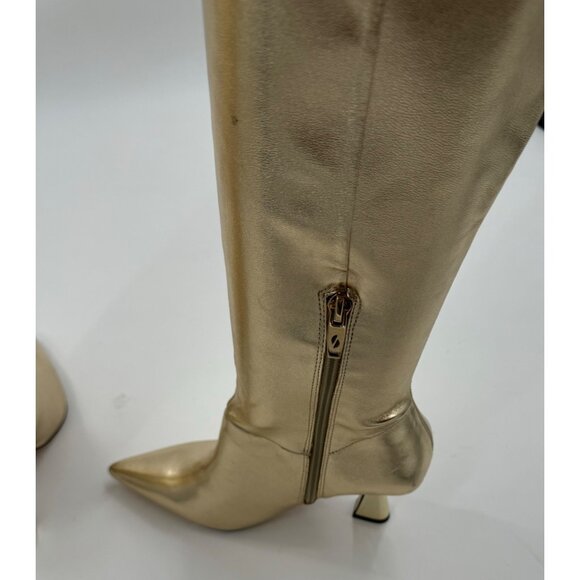 Franco Sarto Alta Gold Knee-High Pointed-Toe Boots  Heels Size 6.5 - Picture 8 of 10